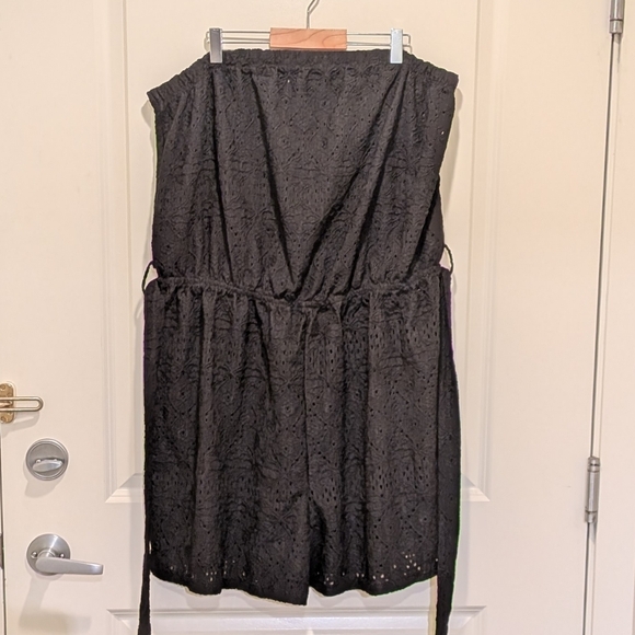 EUC Penningtons 2X Black Eyelet Lace Tube Top Bathing Suit Cover Up Jumpsuit - Picture 1 of 5